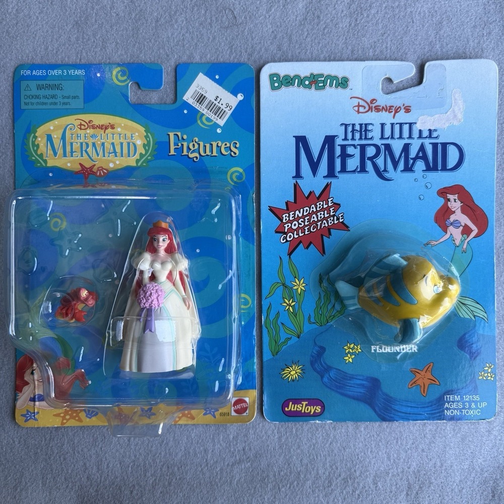 VTG Disney The Little Mermaid Mattel Figures Wedding Ariel, Sebastian & Flounder